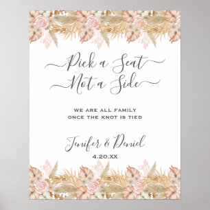 Neutral Palm and Pampas Flower Decor Wedding