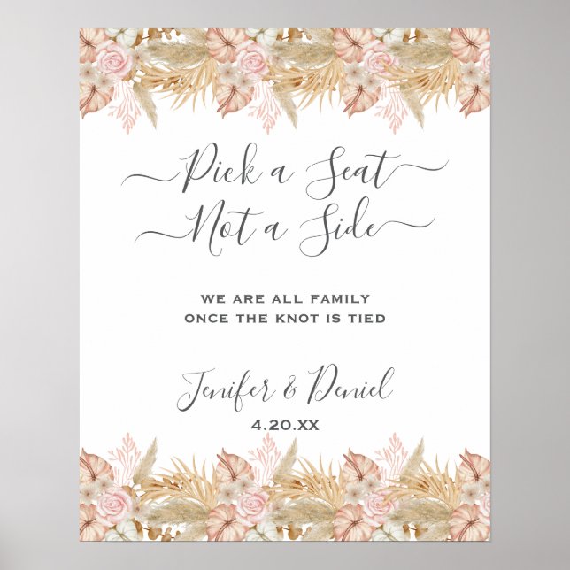 Neutral Palm and Pampas Flower Decor Wedding (Front)