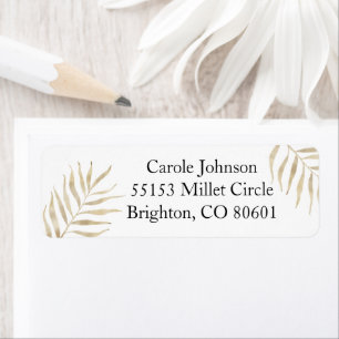 Neutral Palm Branches Return Address Label