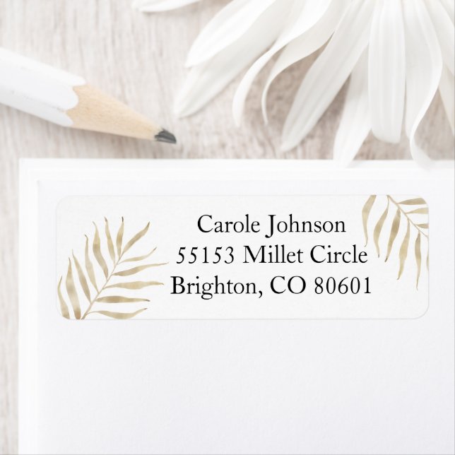 Neutral Palm Branches Return Address Label (Insitu)