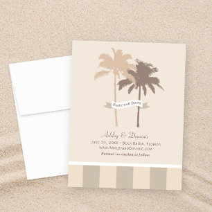 Neutral Palm Tree Beach Wedding Save The Date