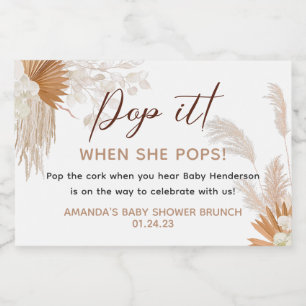 Neutral Pampas Grass Favour Sparkling Wine Label