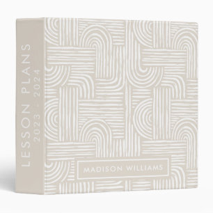 Neutral Pastel Minimalist Boho Teacher Planner Binder