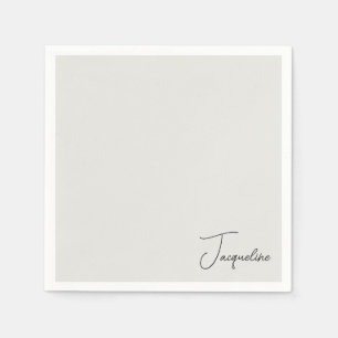 Neutral Personalized Script Name Shower Cocktail Napkin