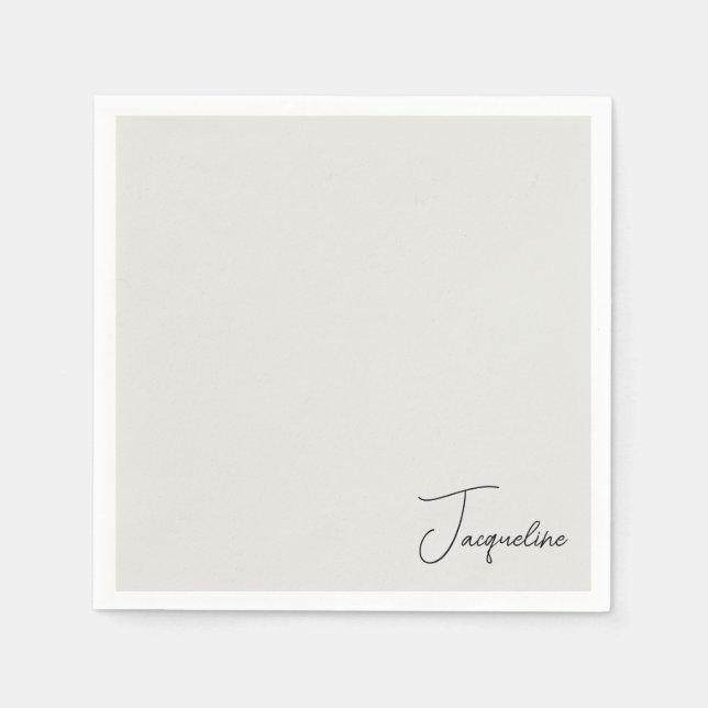 Neutral Personalized Script Name Shower Cocktail Napkin (Front)