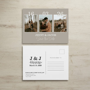 Neutral Photo Collage Save the Date Postcard