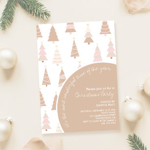 Neutral + Pink Trees Christmas Party Invitation