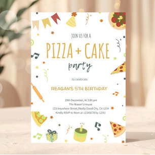 Neutral Pizza Party Minimalist Modern Invitation