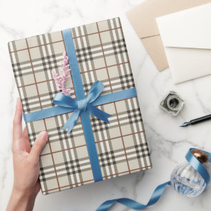 Neutral Plaid Cozy Classic Pattern Wrapping Paper
