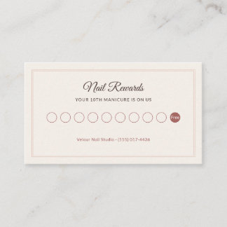 Neutral Polish Nail Salon Manicure Loyalty Rewards Business Card