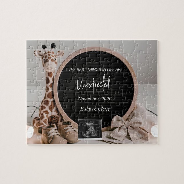 Neutral Pregnancy  Reveal announcement keepsake Jigsaw Puzzle (Horizontal)