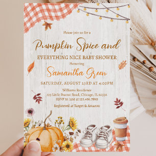 Neutral Pumpkin Spice Everything Nice Baby Shower Invitation