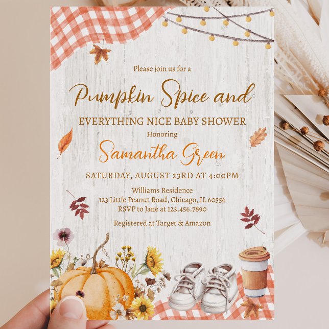 Neutral Pumpkin Spice Everything Nice Baby Shower Invitation (Creator Uploaded)