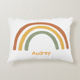 Neutral Rainbow Add a Custom Name Great Gift Accent Pillow