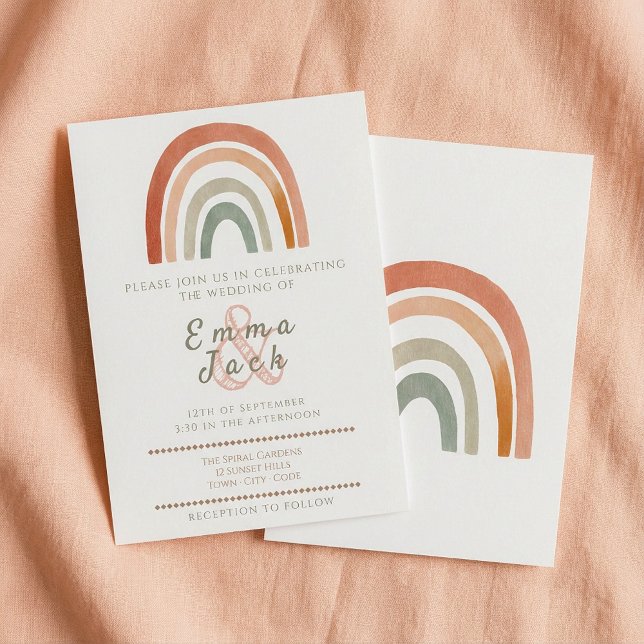 Neutral rainbow boho soft tones wedding invitation (Neutral rainbow boho soft tones wedding invitation.)