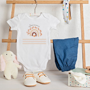 Neutral Rainbow Custom Name Baby Shower Bodysuit
