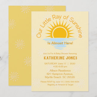 Neutral Ray of Sunshine Baby Shower Invitation