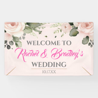 Neutral Rose Greenery Wedding Frame Customize  Banner