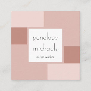 Neutral Rose Grid Square Business Card