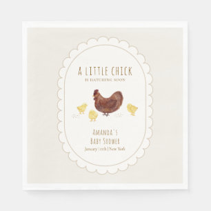 Neutral Rustic Boho Farm Chicken Baby Shower Napkin