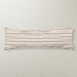 Neutral Rustic Farmhouse Striped Beige & Taupe Body Pillow