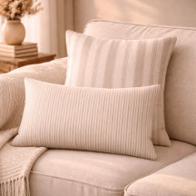 Neutral Rustic Farmhouse Striped Beige & Taupe