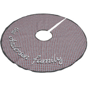 Neutral Rustic Wicker Silver with Custom Text Brushed Polyester Tree Skirt
