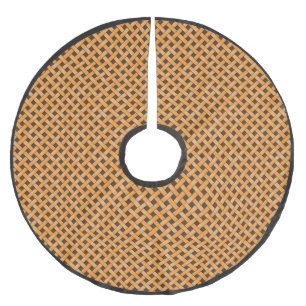 Neutral Rustic Wicker Yellow on Custom Brown Brushed Polyester Tree Skirt