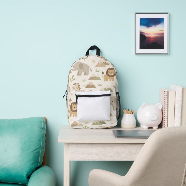 Neutral Safari Luxury Kids Backpack Pattern (Insitu)