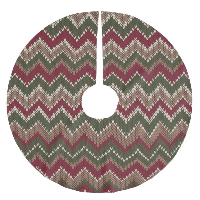 Neutral Sage and Wine Holiday Sweater Brushed Polyester Tree Skirt (Front)