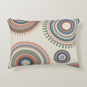 Neutral Sage Blue Multi Mandala Accent Pillow