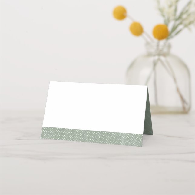 Neutral Sage Green Marble Tent Place Card (Front)