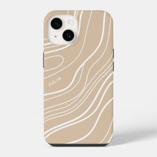 Neutral Sand Wave Minimalist Modern Personalized iPhone 14 Case