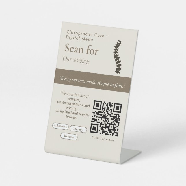 Neutral Scan for Menu QR Code Sign | Digital Menu  (Front)