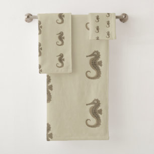 Neutral Seahorse Bath Towel Set