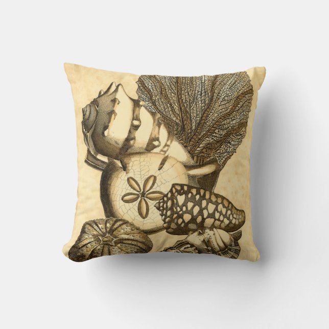 Neutral Shells and Coral Collection Throw Pillow (Front)