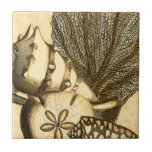 Neutral Shells and Coral Collection Tile<br><div class="desc">Go underwater to explore the sea with all these different sea creatures. This vintage piece of art is a perfect addition to any sea anemone lovers. Get your art print today on your product.</div>