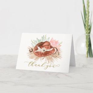 Neutral Simple Boho Cactus Cowboy Hat Baby Shower  Thank You Card