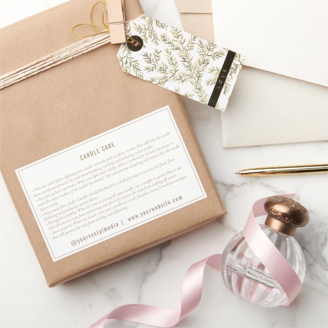 Neutral Simple Minimalist Candle Care Instruction Sticker (Gifting)