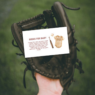 Neutral Slugger Baseball Books for Baby Shower Enclosure Card