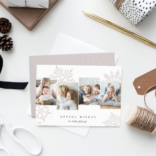 Neutral   Snowdrop 4 Photo Collage Holiday Card