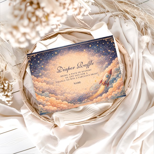 Neutral Space Rocket Stars Diapper Raffle  Enclosure Card (Creator Uploaded)