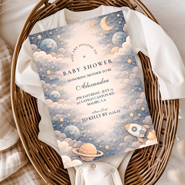 Neutral Space Stars Baby Shower Invitation (Creator Uploaded)