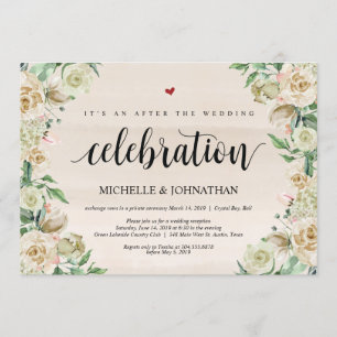 Neutral Spring Elopement Reception Invitation Card