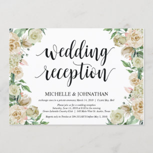 Neutral Spring Elopement Reception Invitation Card