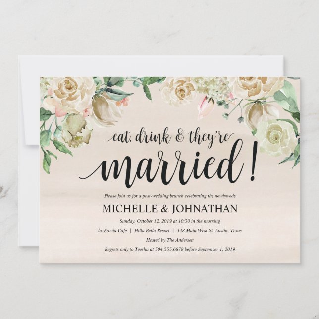 Neutral Spring Post Mariage Brunch Invitation Card (Devant)