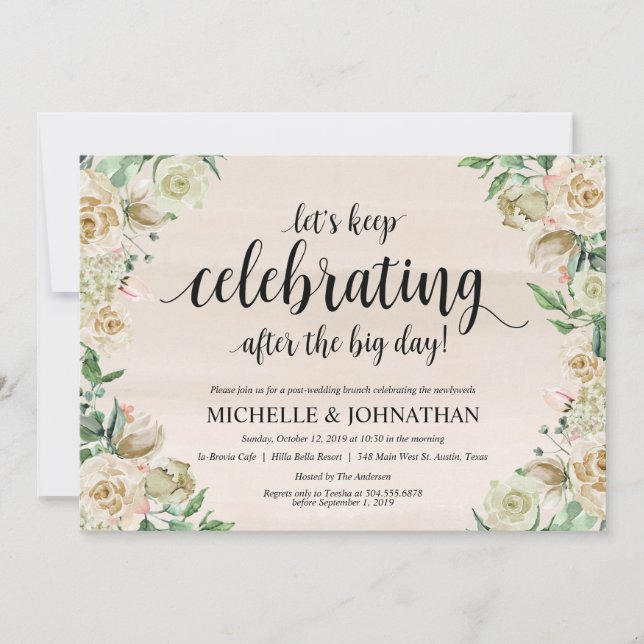 Neutral Spring Post Mariage Brunch Invitation Card (Devant)