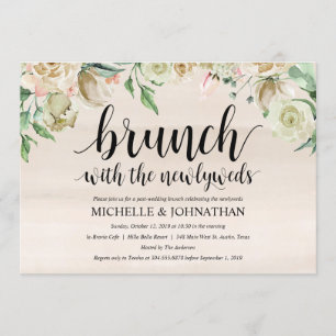 Neutral Spring Post Wedding Brunch Invitation Card