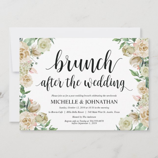 Neutral Spring Post Wedding Brunch Invitation Card (Front)