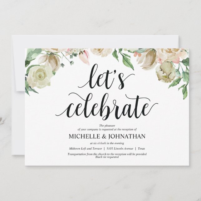 Neutral Spring Wedding Reception Invitation Card (Front)
